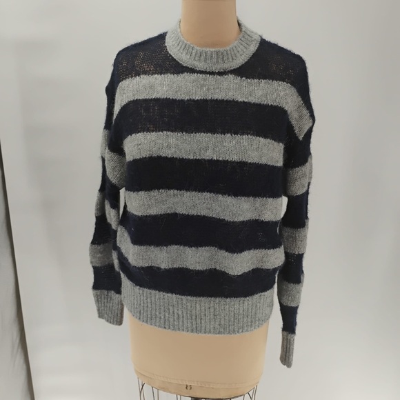 ZARA Stripe sweater alpaca wool blend sheer light cozy soft transitional weathe - Picture 6 of 16